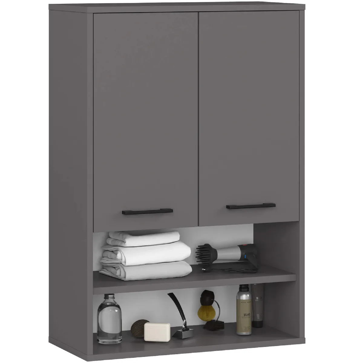 Akord Armoire Murale 2 Portes 1 Niche Gris Graphite 64X30X94