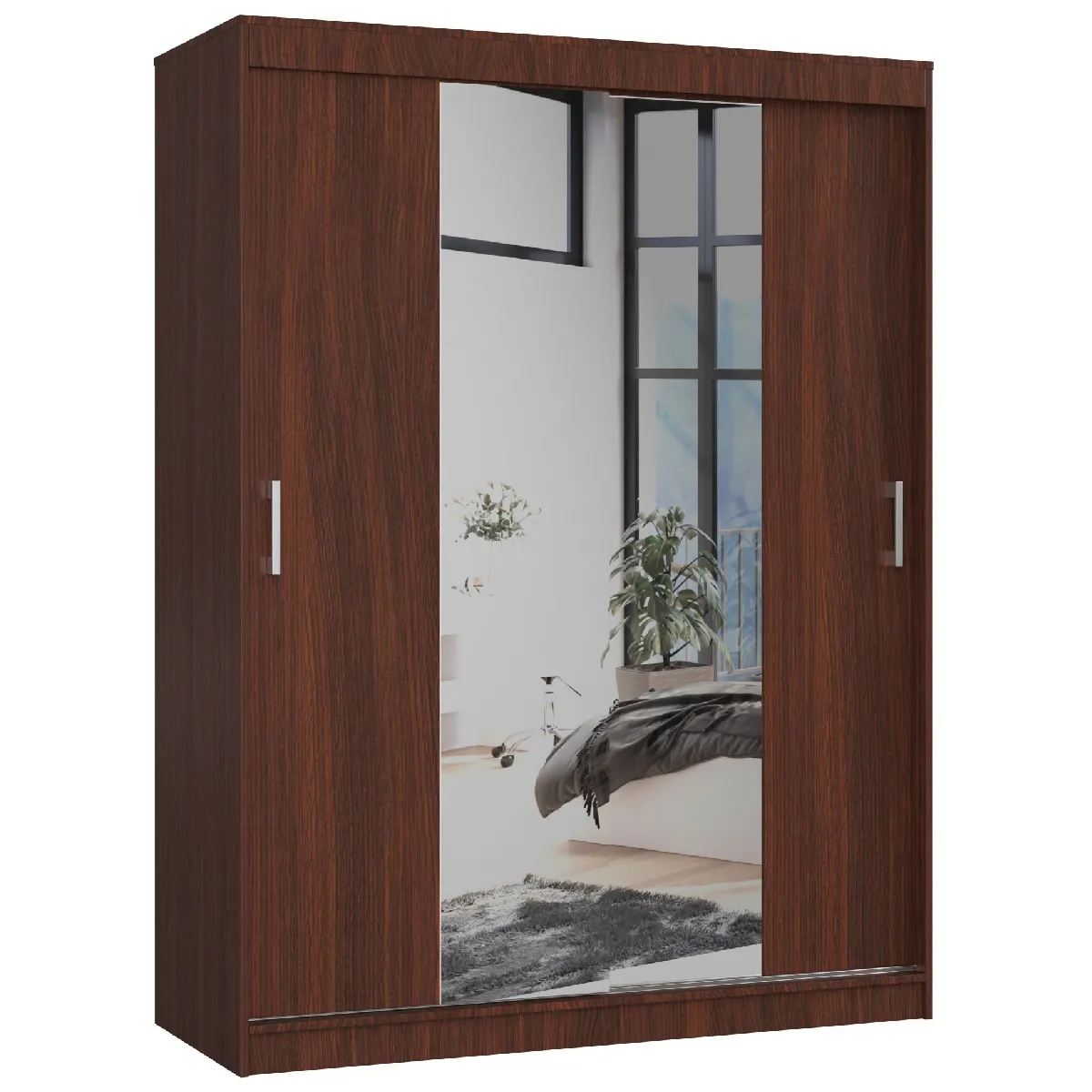 Akord Armoire coulissante avec miroir - Wengé
