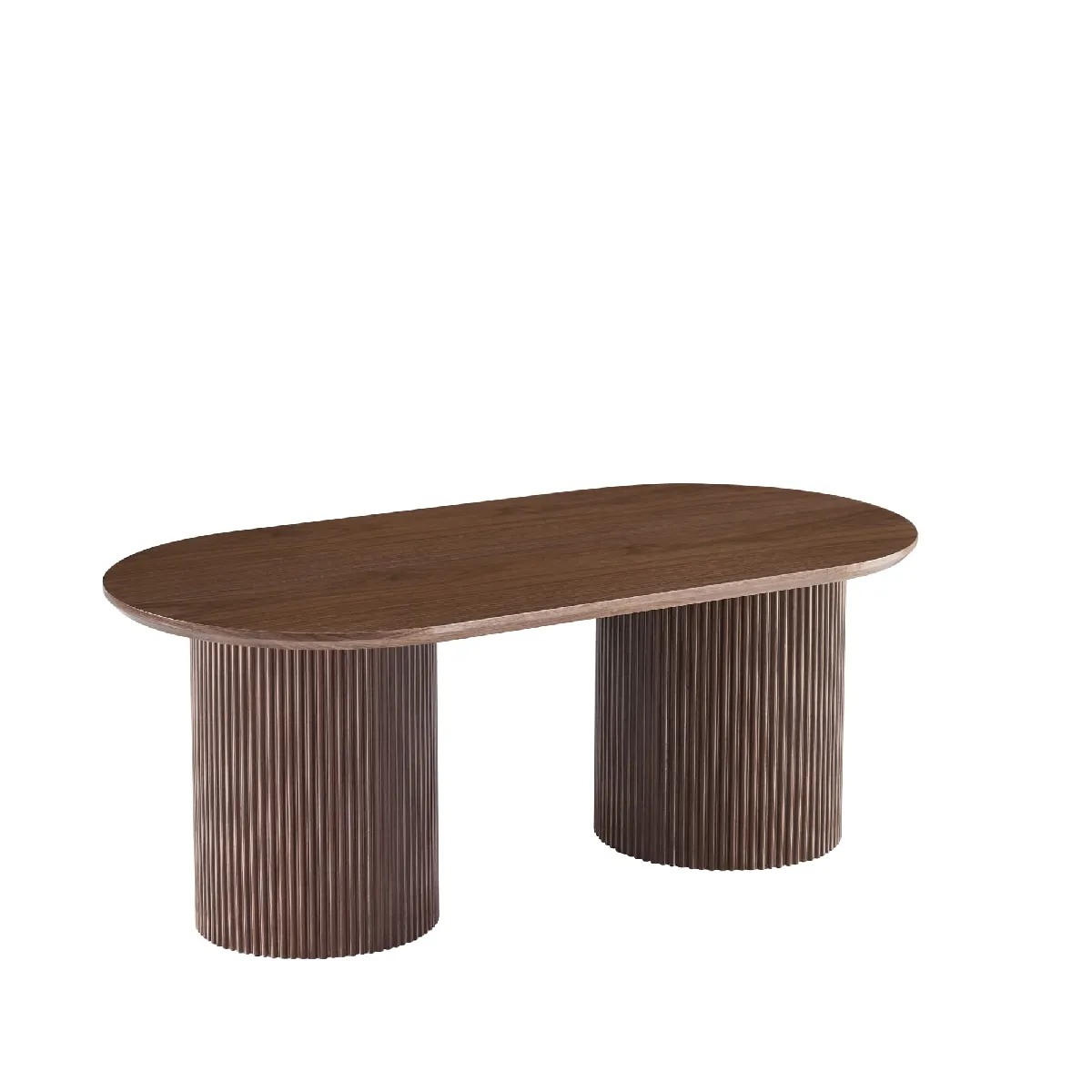 Comparer les prix de Table Basse Ovale KINSHASA 120x60cm - Plateau Effet Bois Noyer