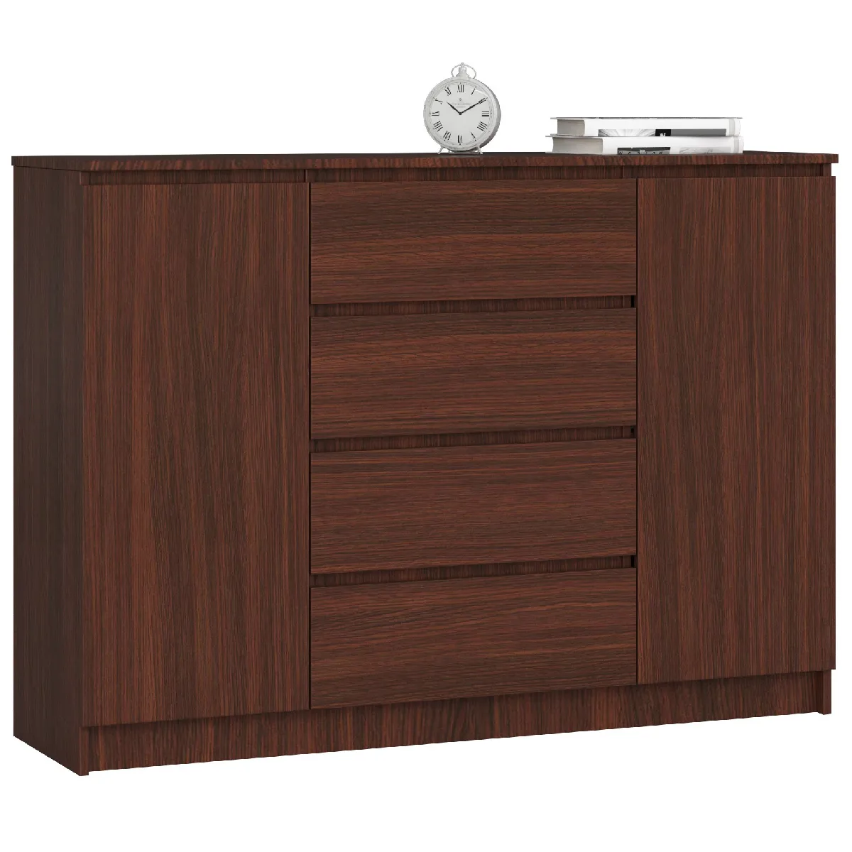 Akord Commode 2 Portes 4 Tiroirs Wengé 138X40X99