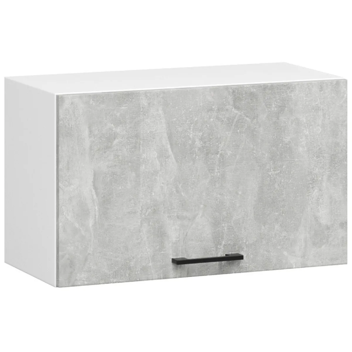 Meuble de cuisine haut W60 hotte OLIWIA modulable Blanc 60 cm 1 porte couleur Bton 1 tagre 60x30x29 cm