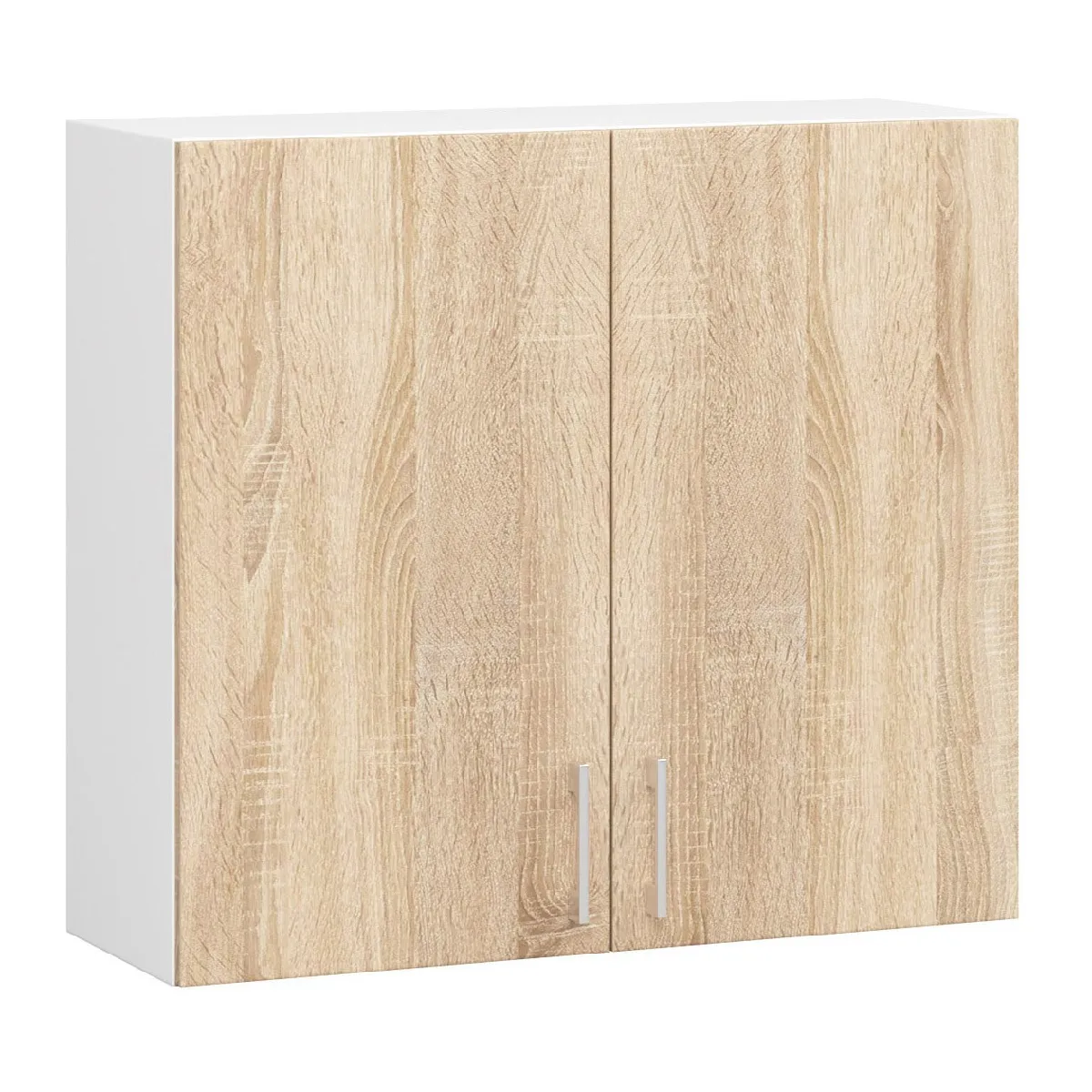 Akord meuble haut de cuisine 2 portes - Blanc/chêne