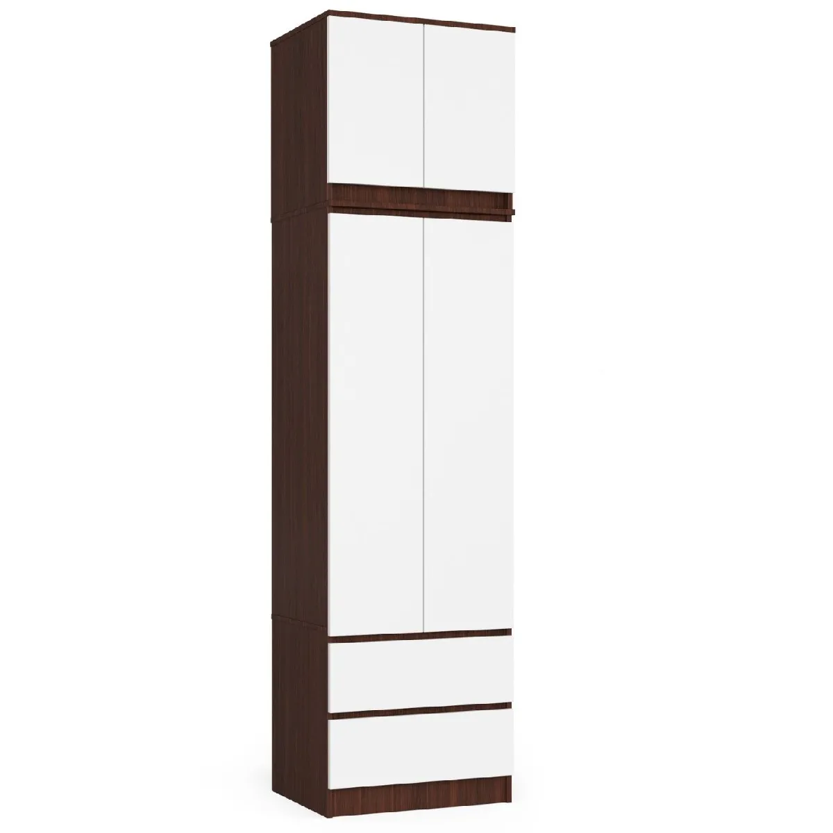 Akord Armoire Avec Surmeuble 2 Portes 2 Tiroirs Wengé/Blanc 60X51X234