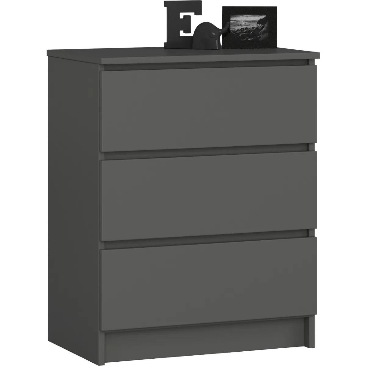 Akord Commode 3 tiroirs - Graphite brillant