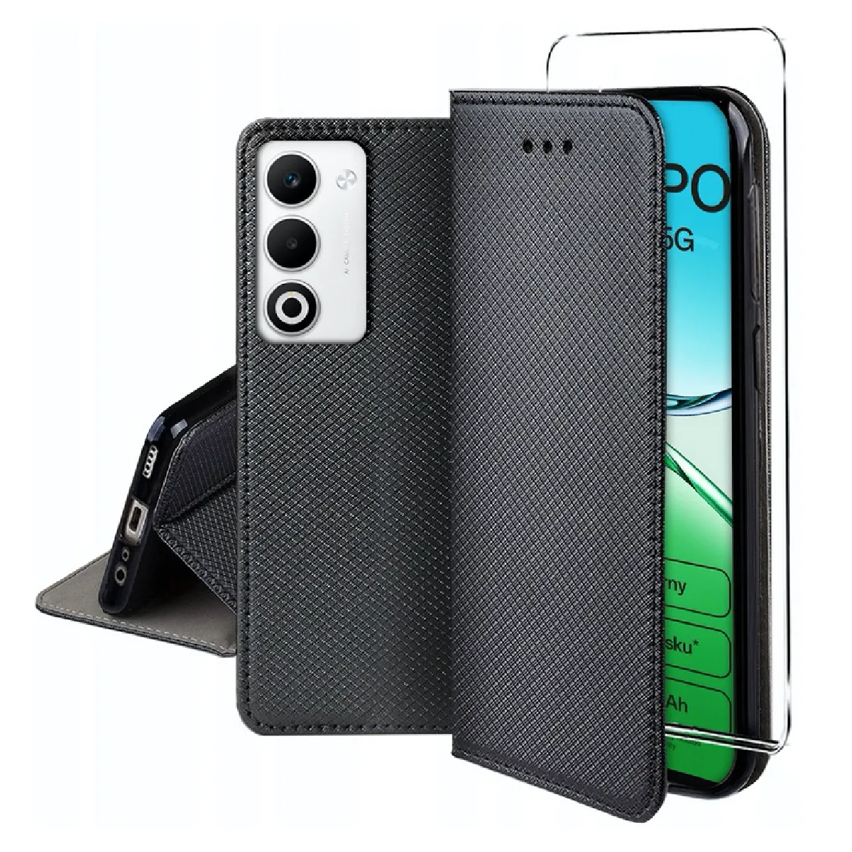 Htdmobiles Noir Étui Portefeuille Oppo A5 4G / 5G - Magnet