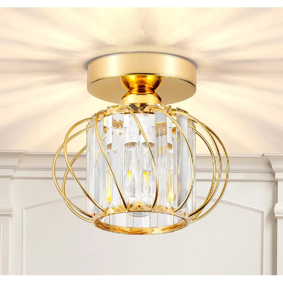 Stoex plafonnier verre cristal - Jaune