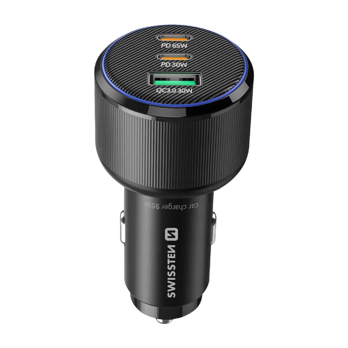 Swissten Noir Chargeur Voiture 2X Usb-C Power Delivery 95W Et Usb 3.0 30W Quick Charge