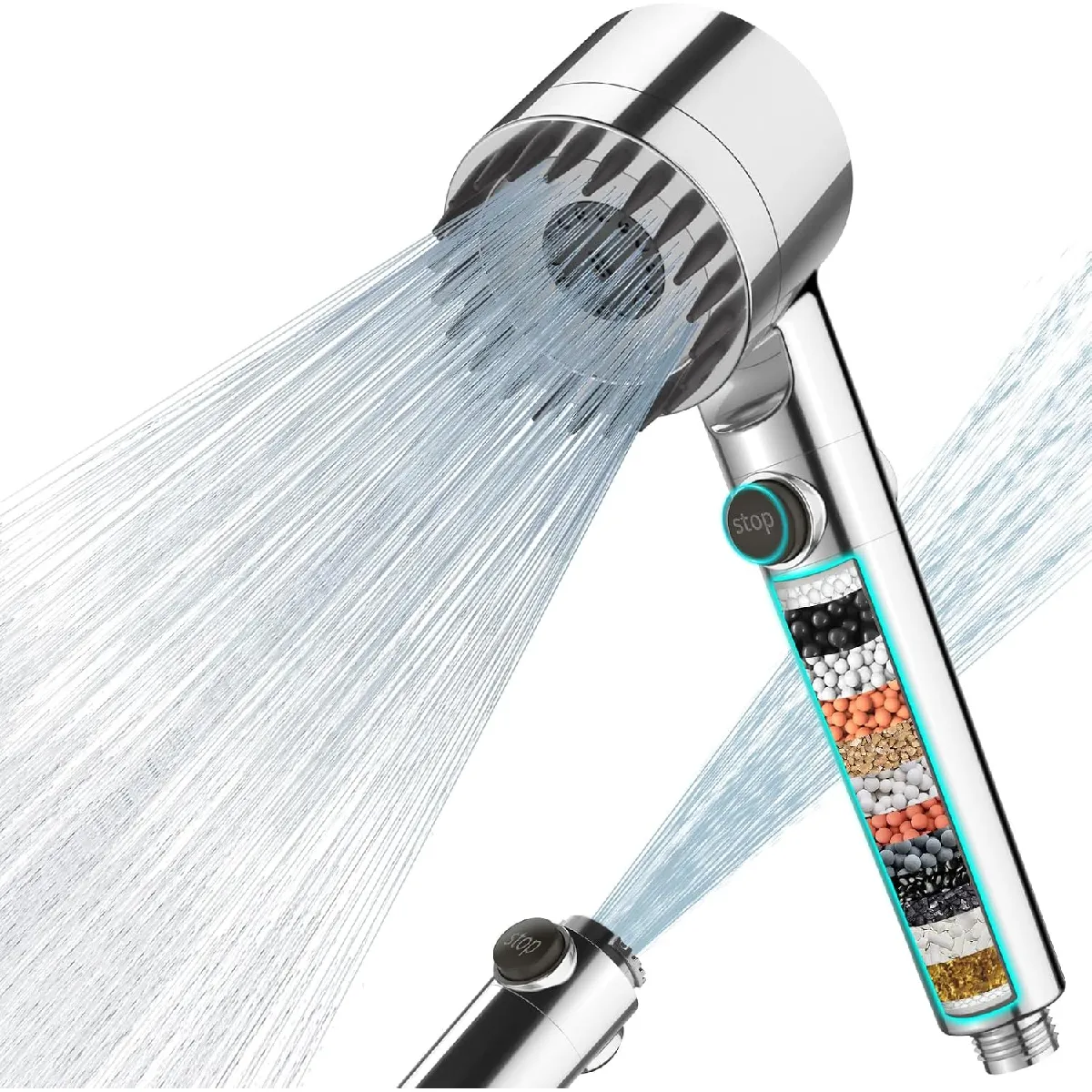 Vendos85 Argent Pommeau De Douche Chrome 4 Jets Haute Pression - Image 2