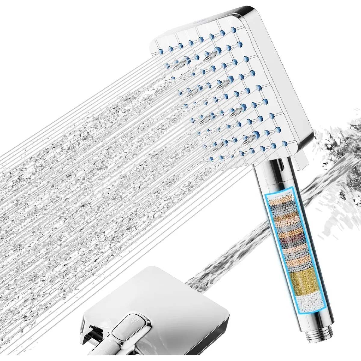 Vendos85 Argent Pommeau De Douche Filtrant - 7 Jets - É