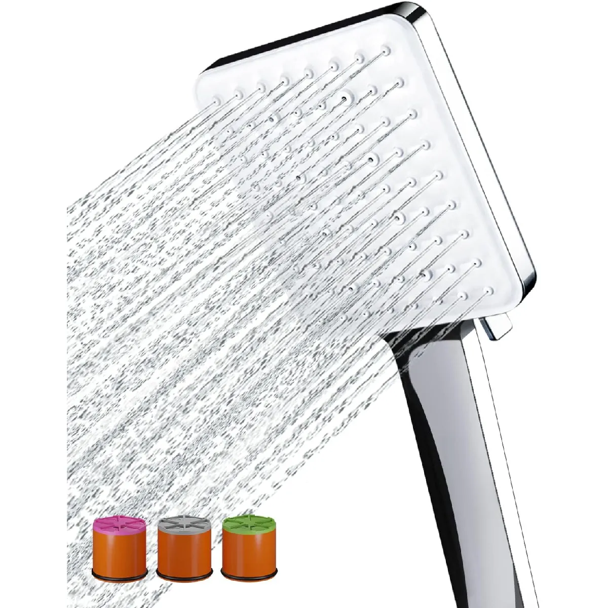Vendos85 Pommeau De Douche Carré Économiseur D'eau - 6 Jets