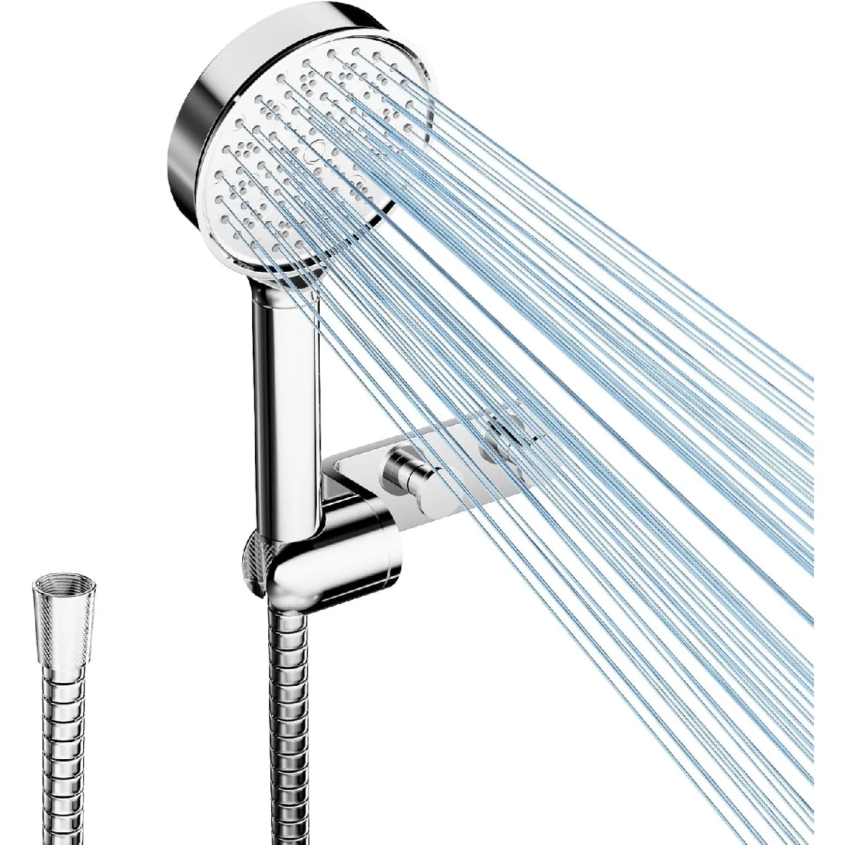 Vendos85 Argent Pommeau De Douche Avec Filtre 20 Couches - 150 Cm - 6 Jets - É