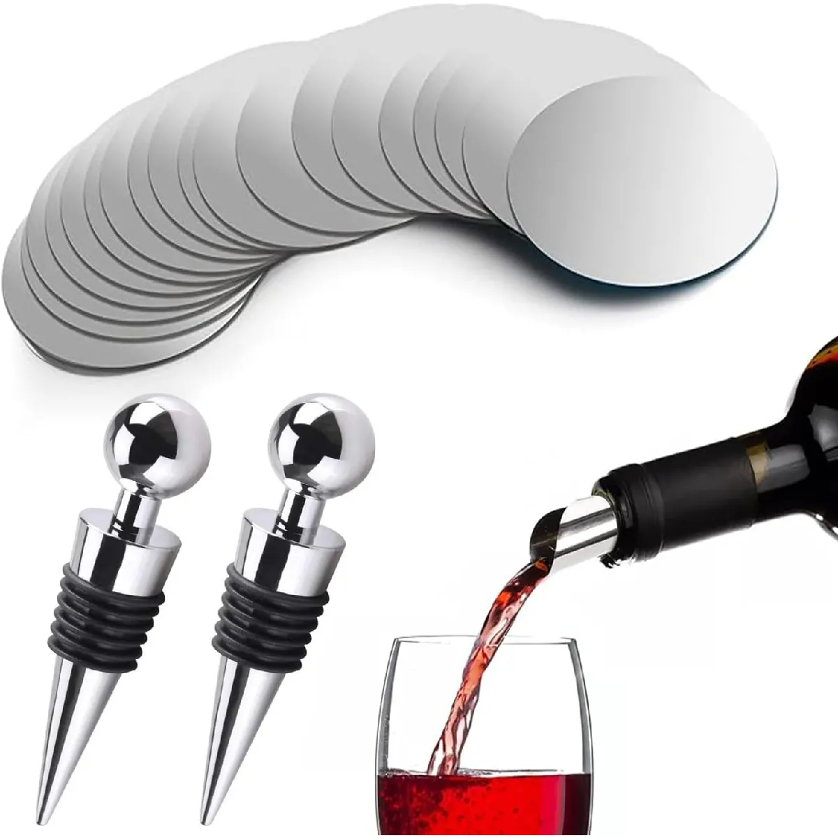 Vendos85 Lot De 20 Becs Verseurs Et 2 Bouchons De Vin