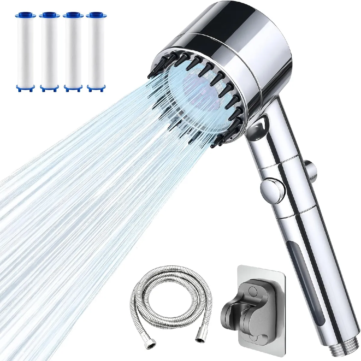 Vendos85 Pommeau De Douche Mural Avec Filtre Intégré - 150 Cm - 4 Jets