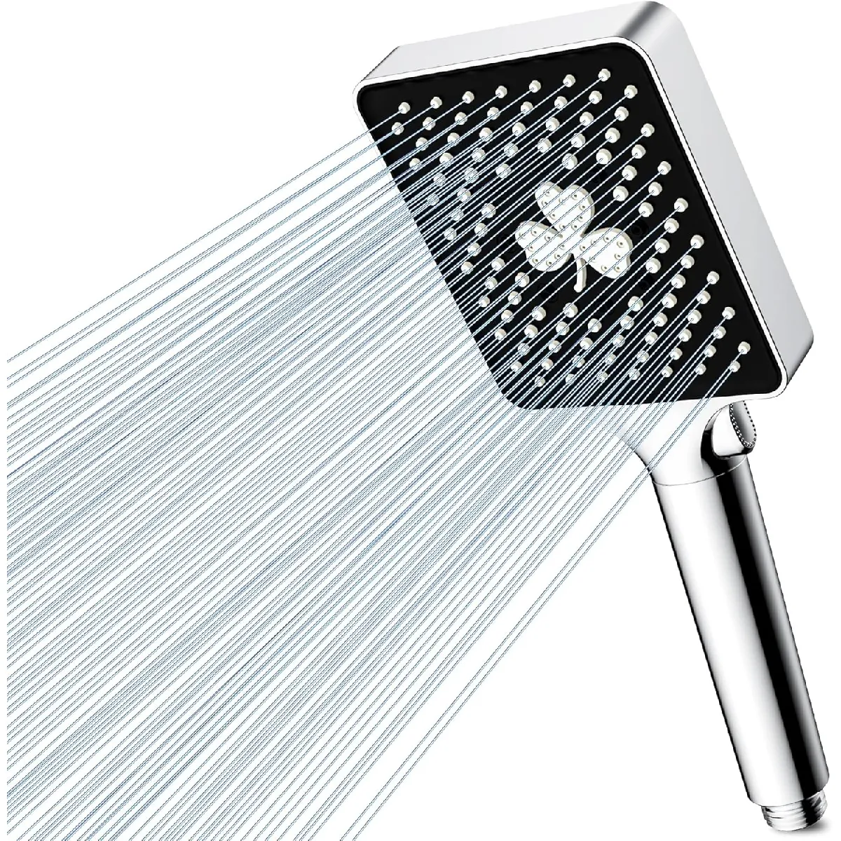 Vendos85 Noir Pommeau De Douche Haute Pression - 27 Cm - 6 Jets - Triangulaire