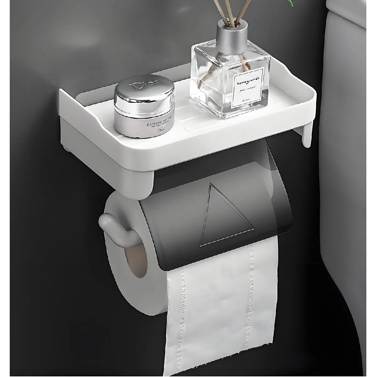 Vendos85 Blanc/Gris Porte-Papier Toilette Plastique Et Autocollant