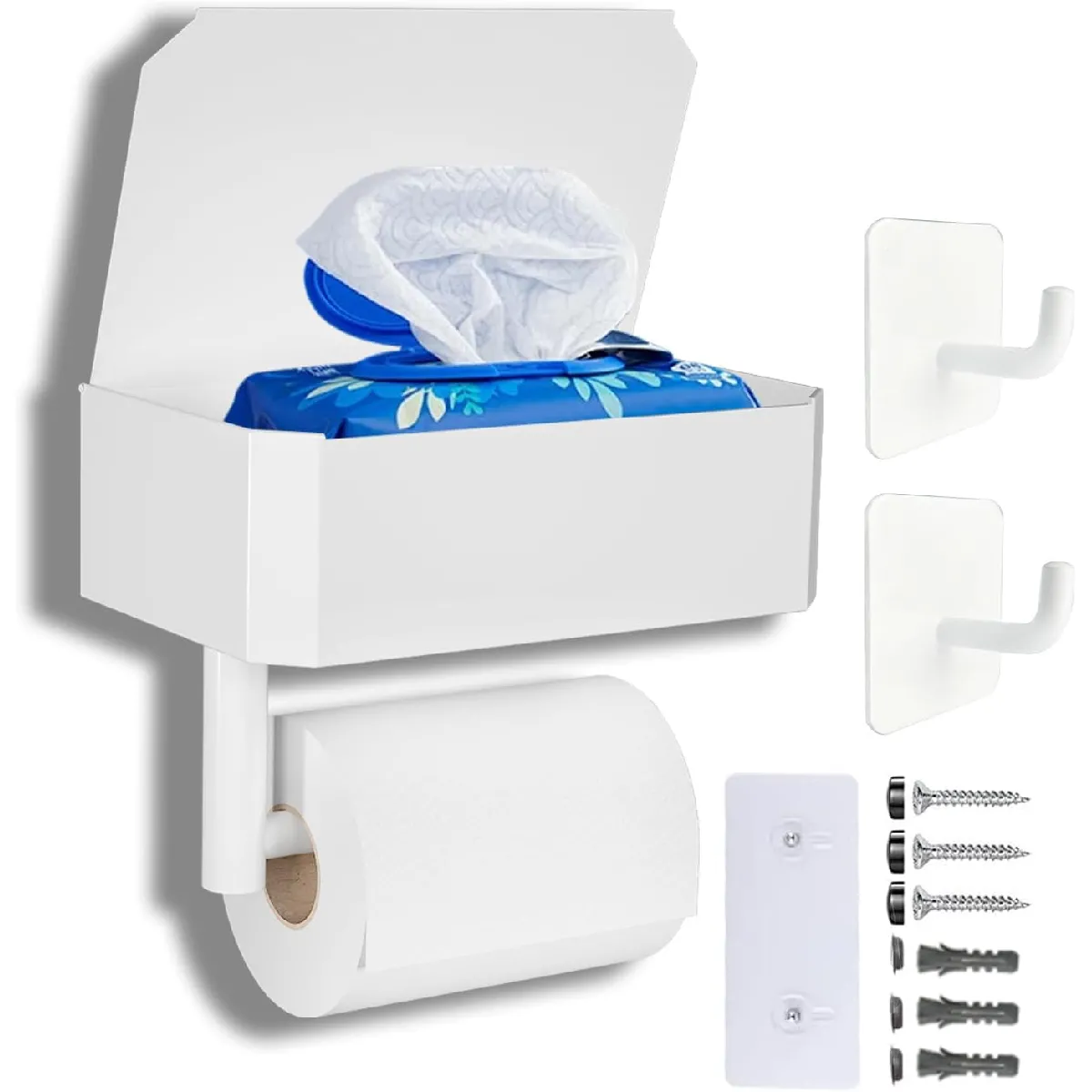 Vendos85 Blanc Porte-Papier Hygiénique Mural 4-En-1 Moderne