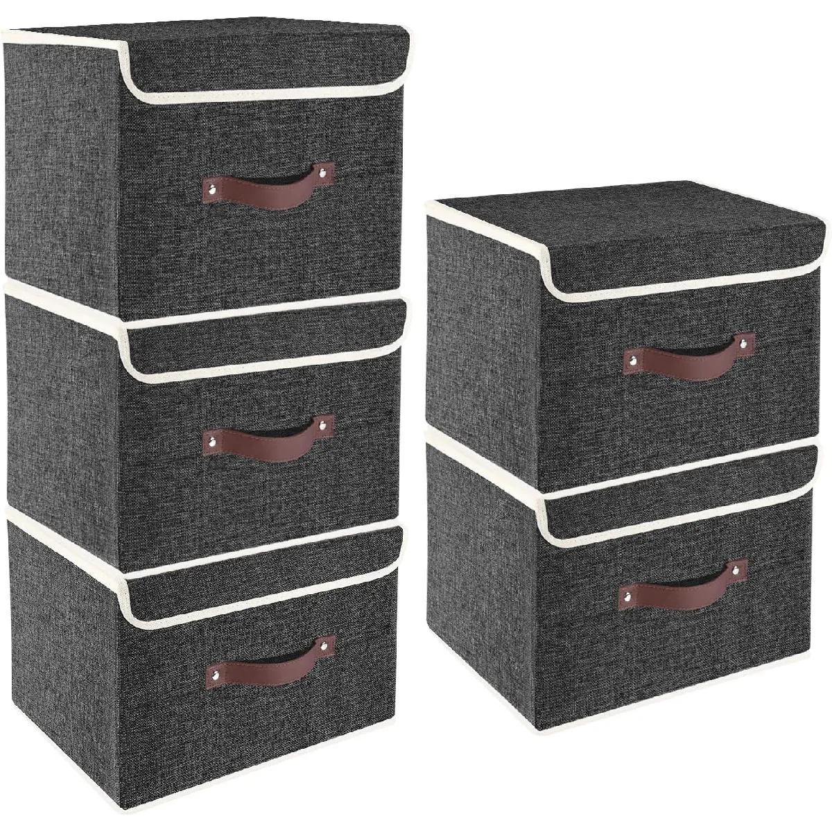 Vendos85 Noir Set 5 Boîtes De Rangement
