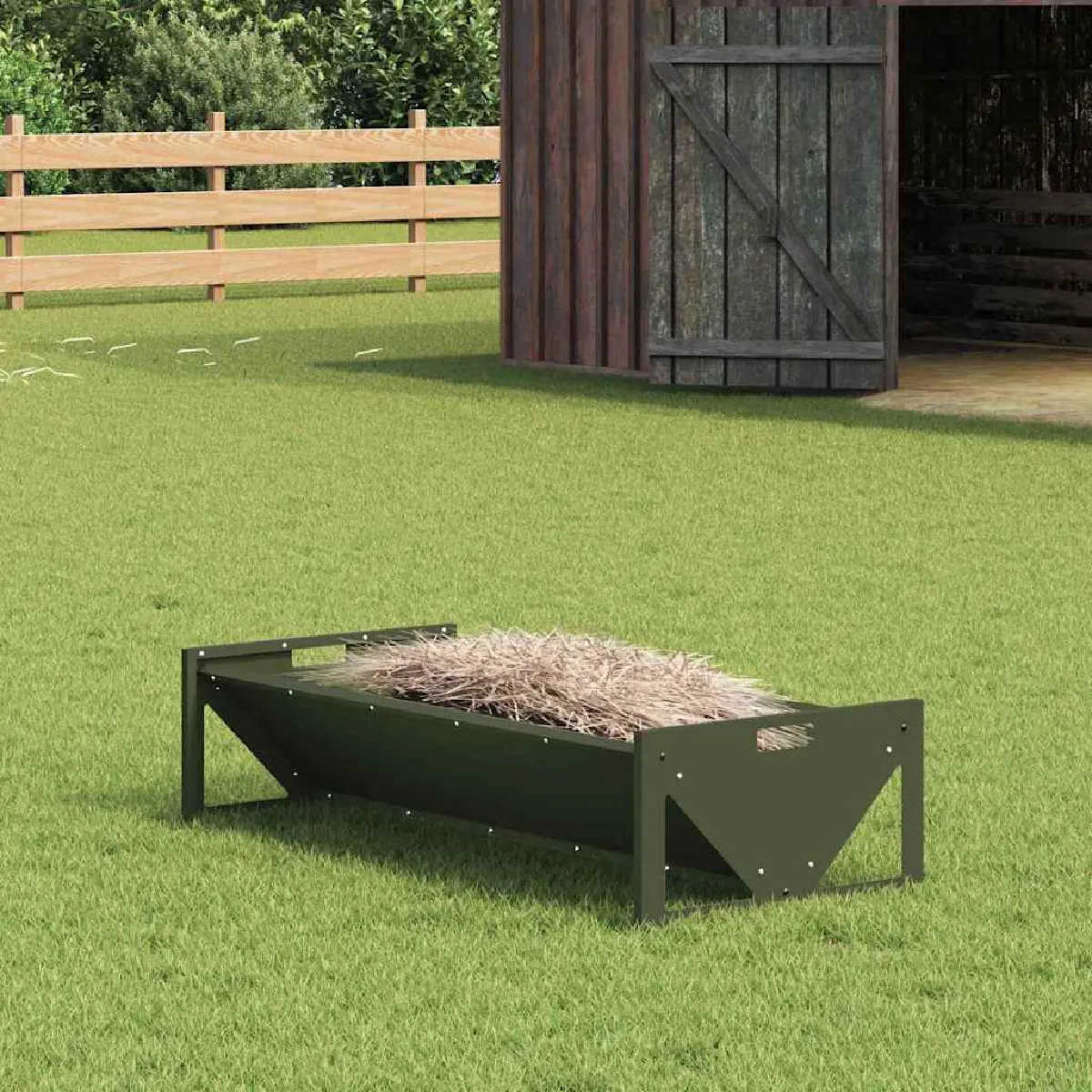 Meilleurs prix pour vidaXL Trough d'alimentation pour le bétail Vert olive