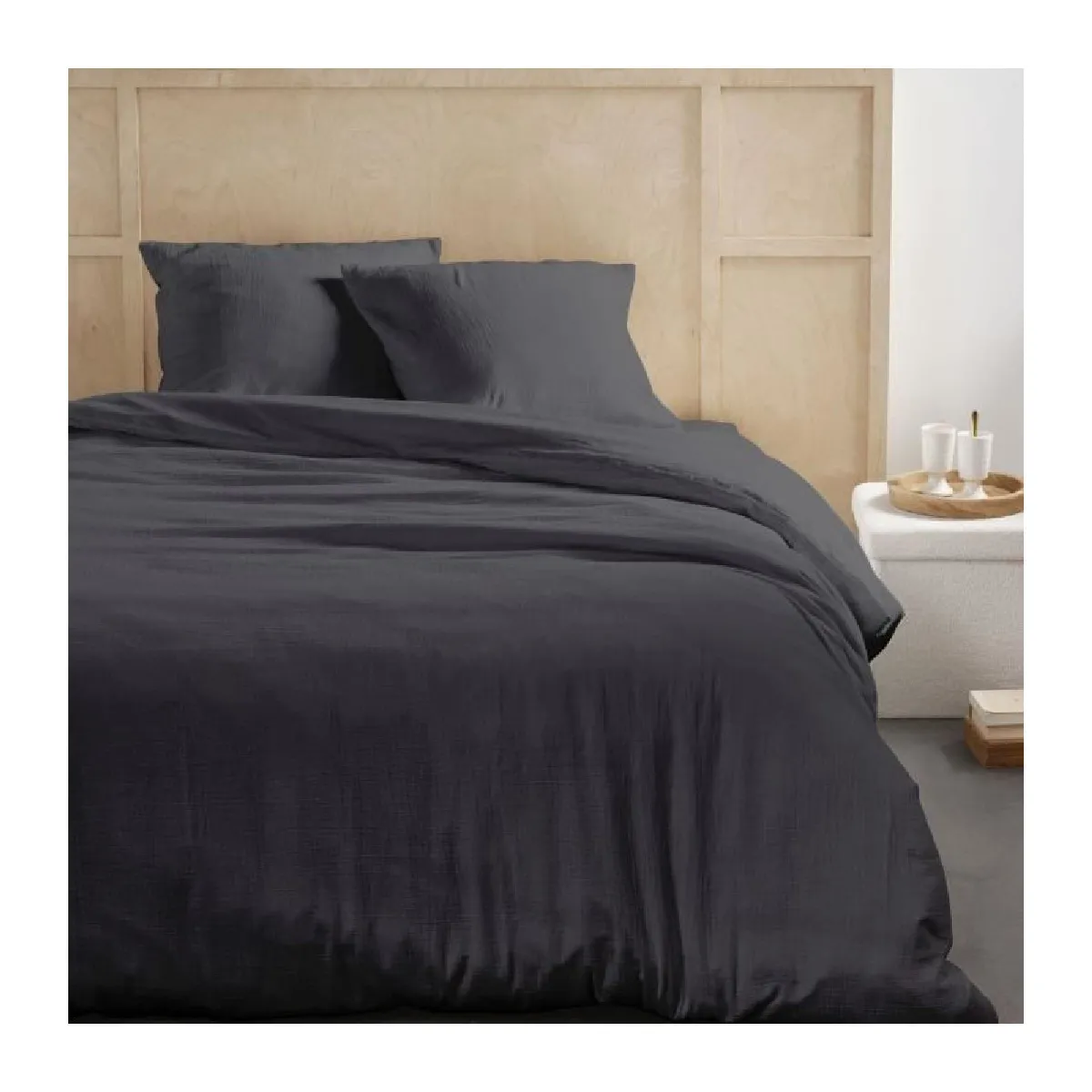 Today parure de lit gaze de coton - Anthracite