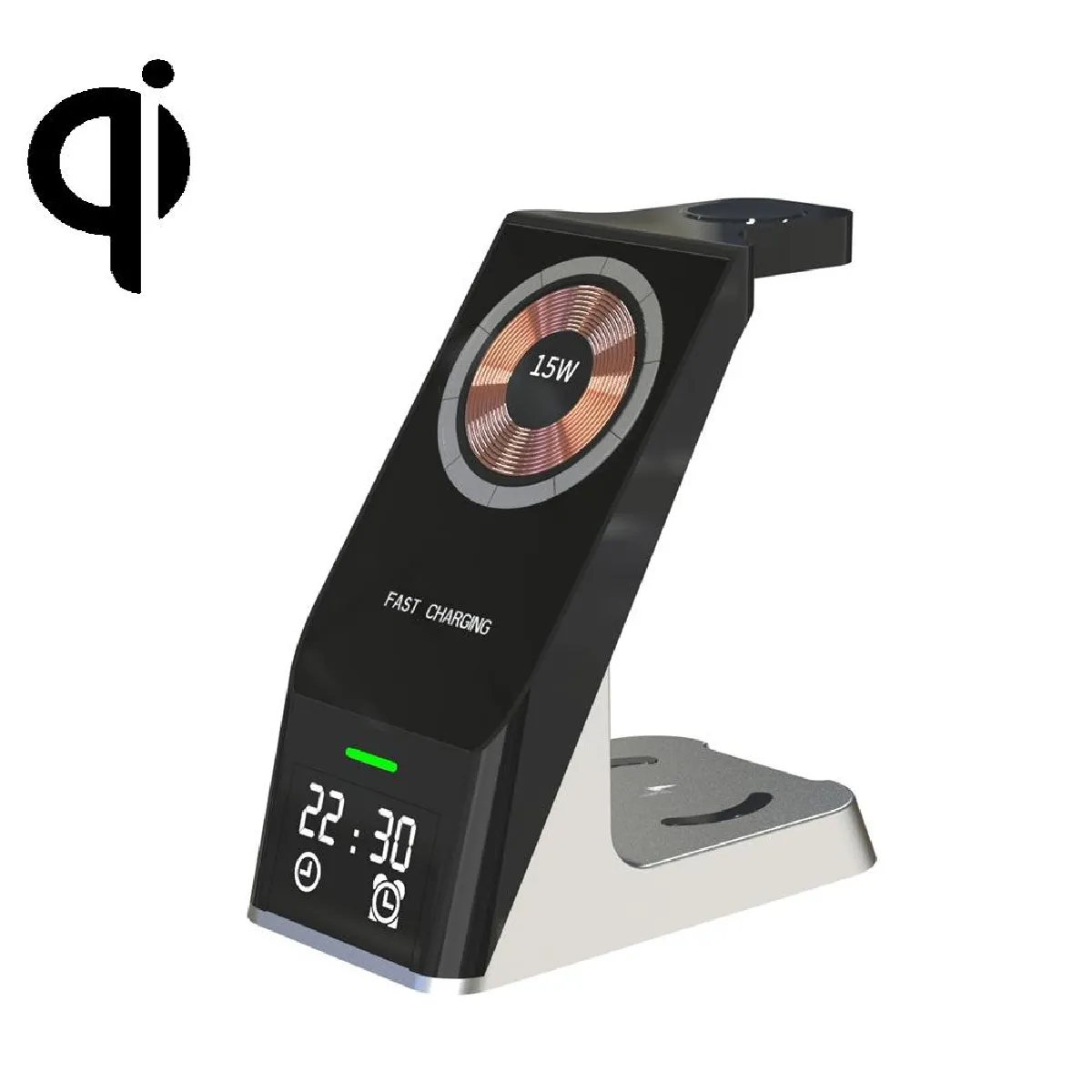Yonis Noir Station De Charge Sans Fil 6-En-1 Pour Iphone 12 - 15 W