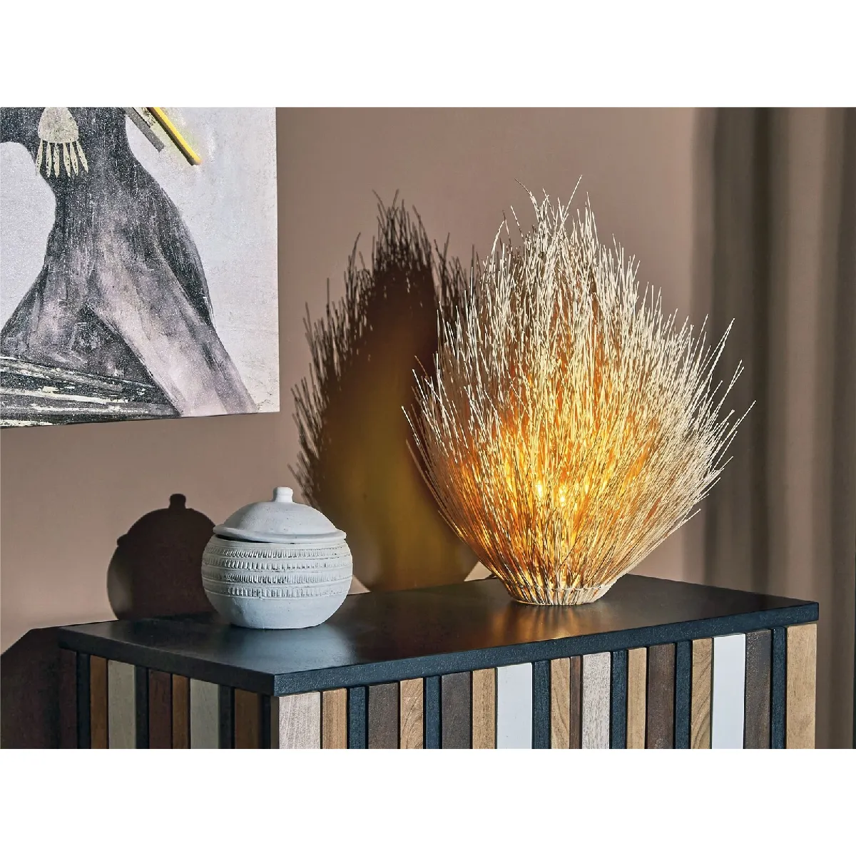 Alexandra house living Lampe en rotin tressé - Orange