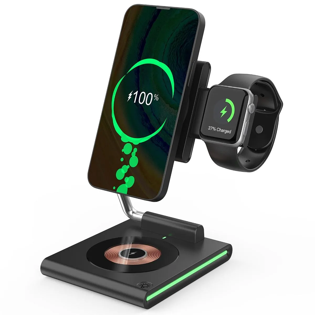 Yonis Noir Station De Charge Sans Fil 3 En 1 Pour Apple Watch - 15 W