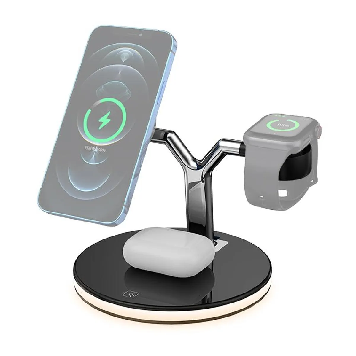 Yonis Noir Station De Charge Sans Fil 3 En 1 Pour Apple Watch - 25 W