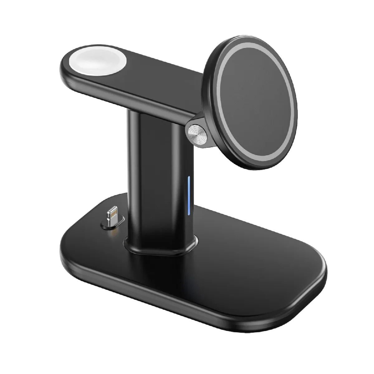 Yonis Noir Station De Charge Sans Fil 3-En-1 Pour Iphone 12–14 - 15 W