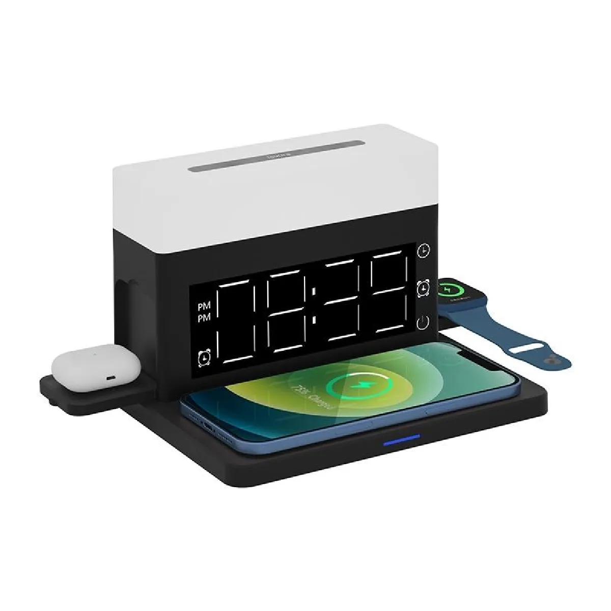 Yonis Noir Station De Charge Sans Fil 6-En-1 - 15 W