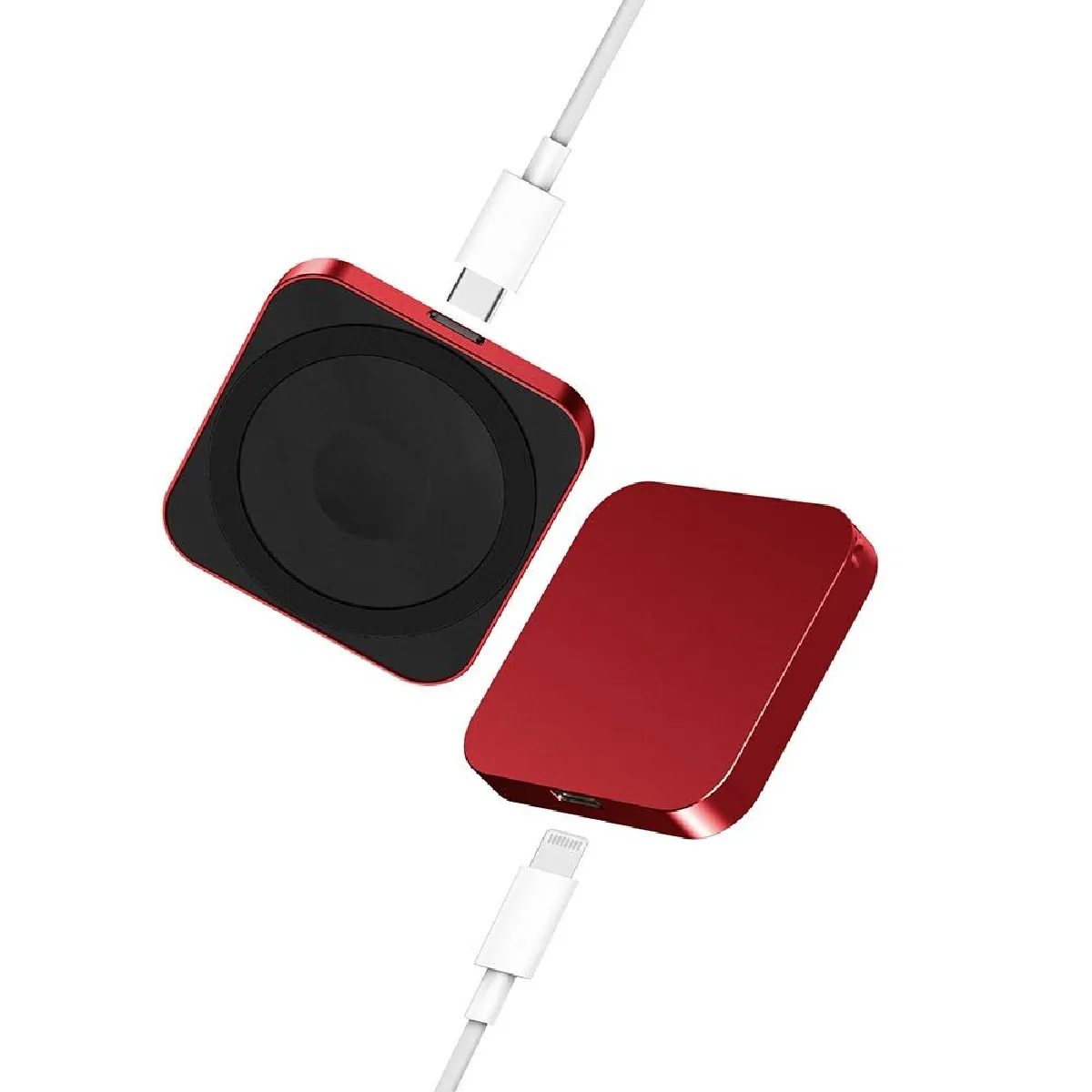 Yonis Rouge Station De Charge Sans Fil 3-En-1 Pour Iphone - 15 W