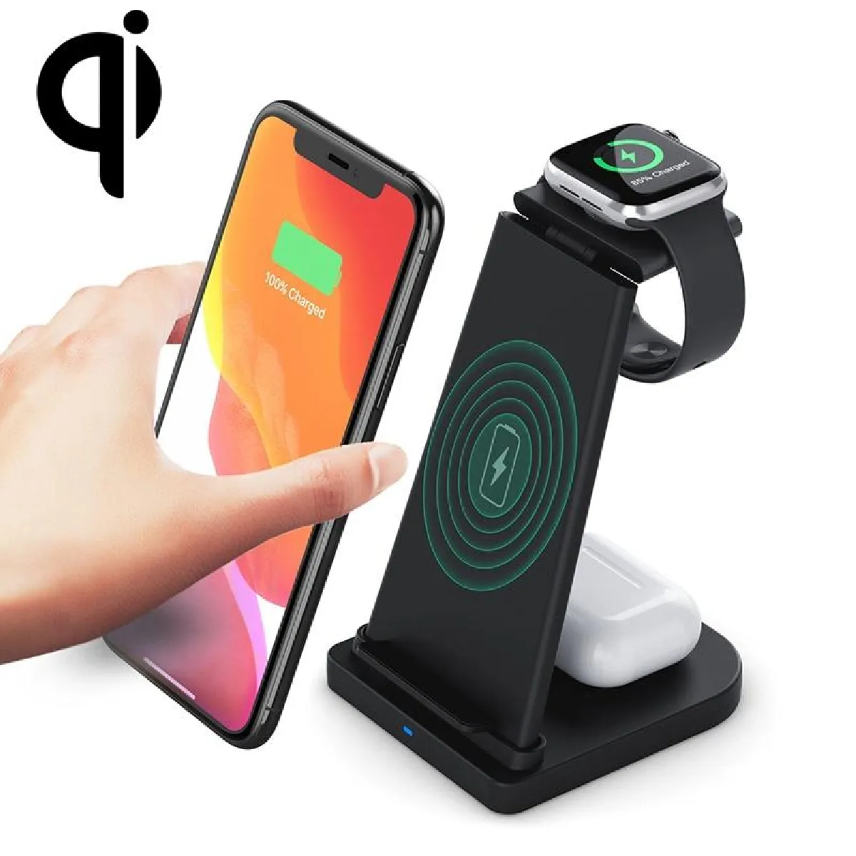 Yonis Noir Station De Charge Sans Fil 3 En 1 Pour Apple Iphone - 10 W