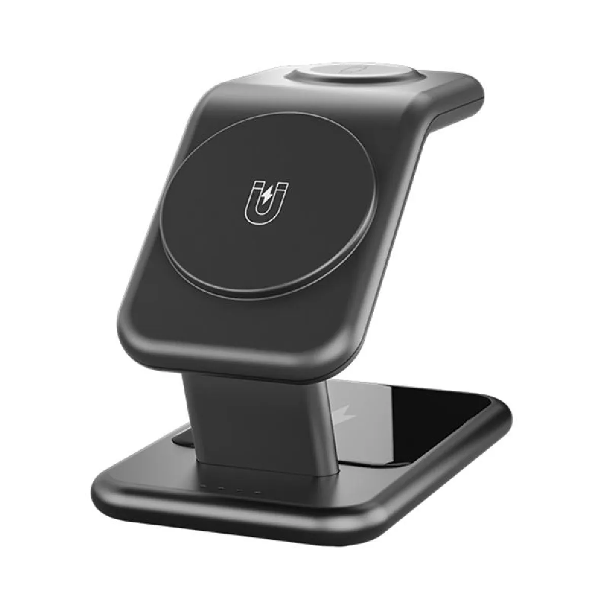 Yonis Noir Station De Charge Sans Fil Magnétique 3 En 1 Pour Iphone - 15 W