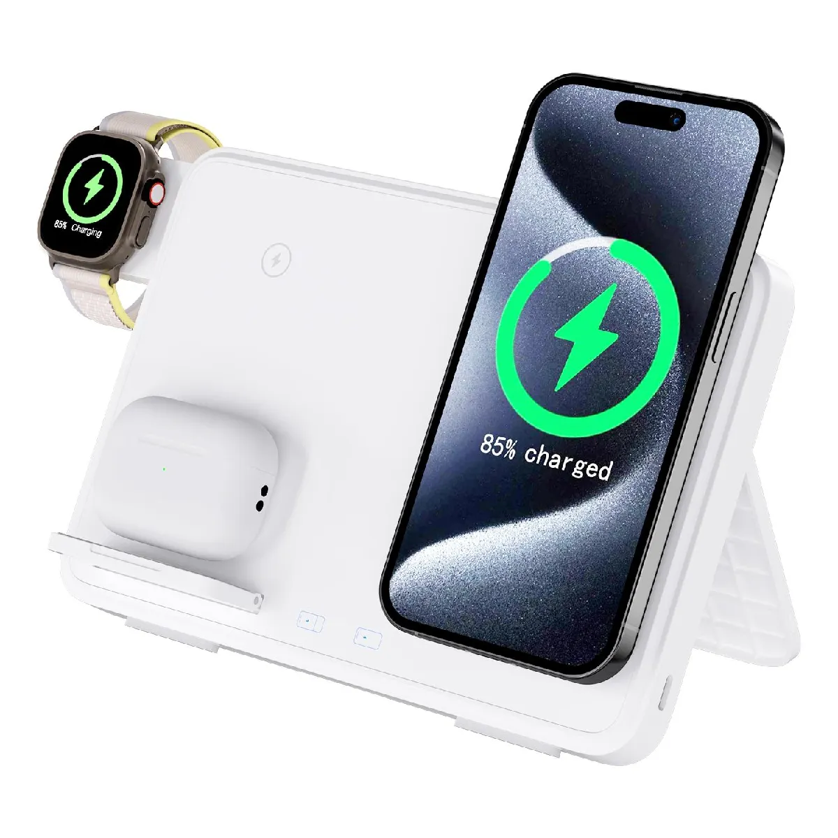 Yonis Blanc Station De Charge Sans Fil 3 En 1 - 30 W