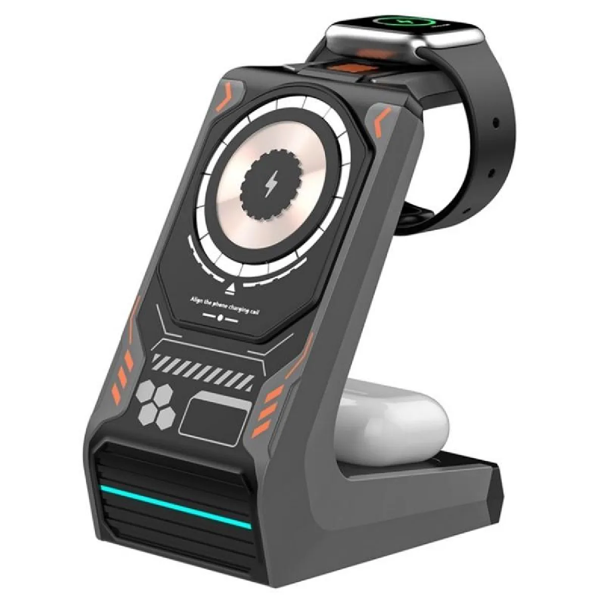 Yonis Gris Station De Charge Sans Fil 3 En 1 - 15 W