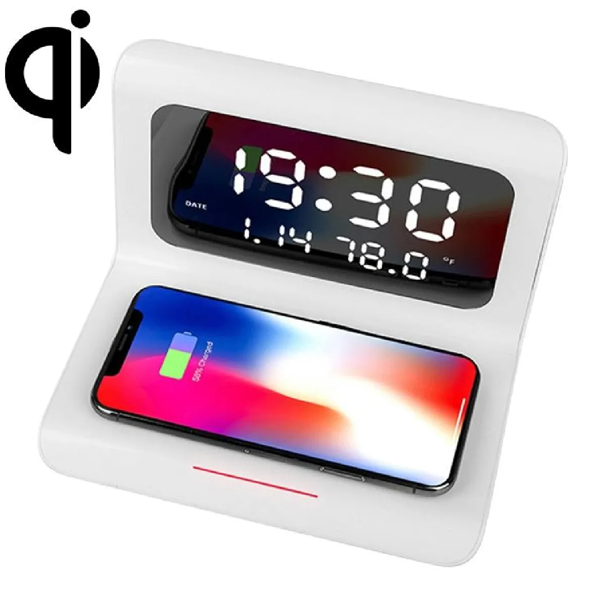 Yonis Blanc Chargeur Sans Fil Avec Réveil - 10 W