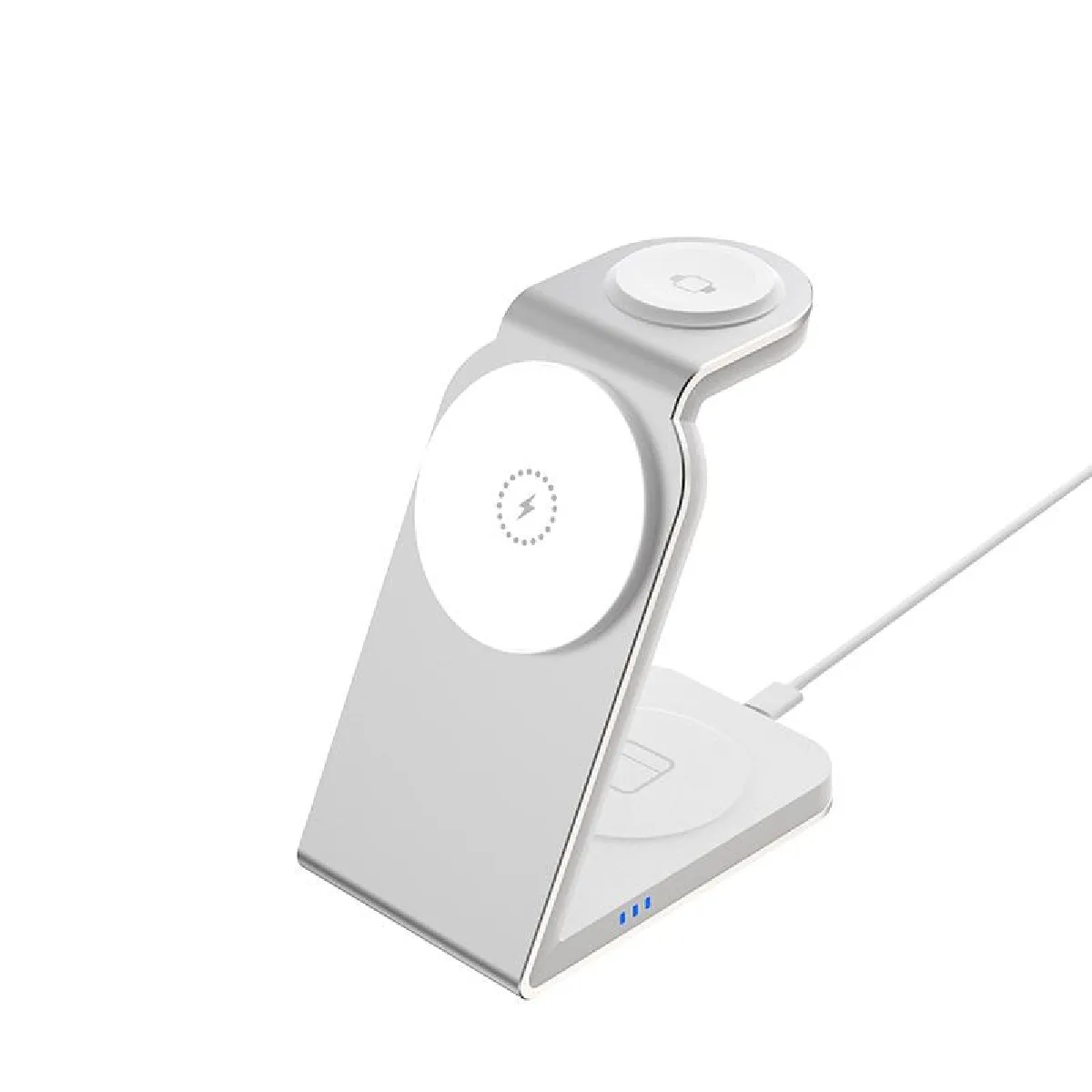 Yonis Argent Station De Charge Sans Fil 3-En-1 Pour Iphone - 15 W