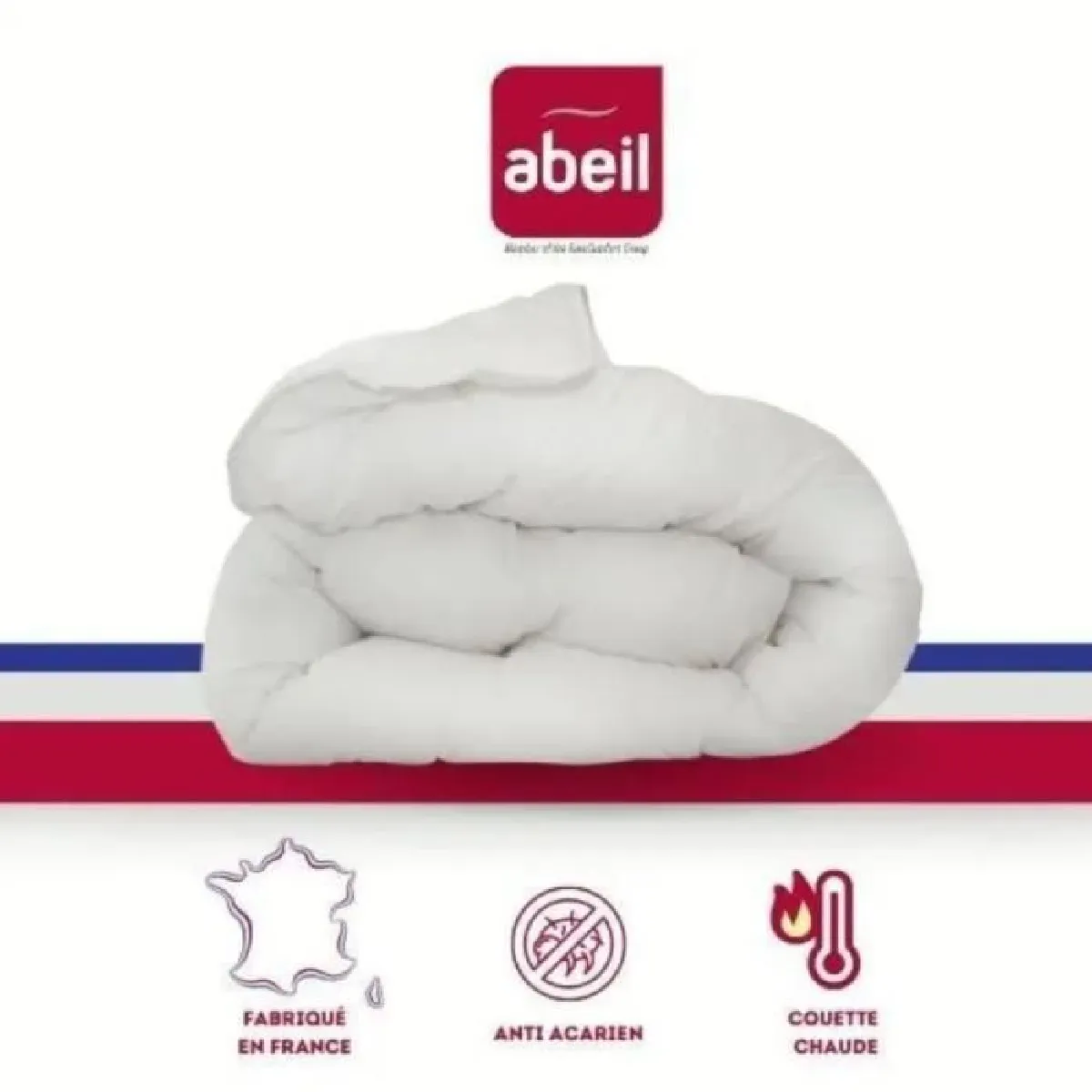 Couette ABEIL Couette anti-acariens - 220 x 240 cm - chaude - 400 g/m2 2 personnes - blanc - abeil