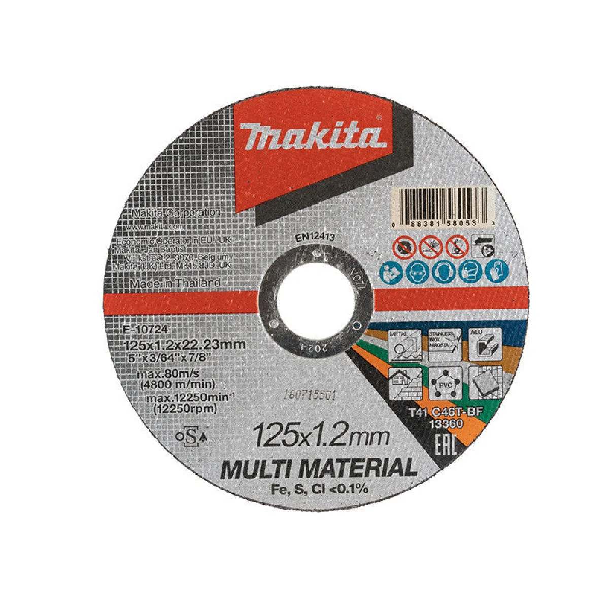 Disque à tronçonner mince 125 x 1 2 x 22 23 mm MAKITA E 10724 C46T matériau - vue 3