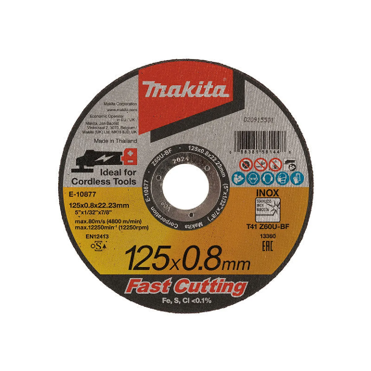 Makita 25 Disques à tronçonner métal et inox pour meuleuses à batterie E-22953-25
