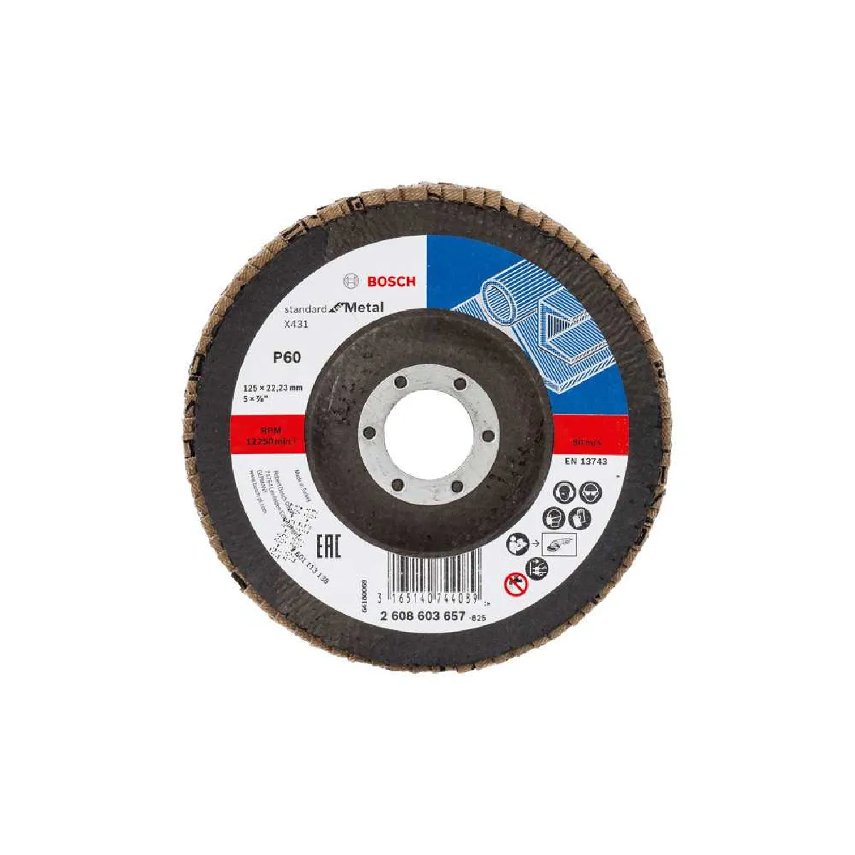 Bosch 2608603657 Plateau à lamelles X431 Standard for Metal diamètre 125 mm grain 60 surface bombée - vue 2