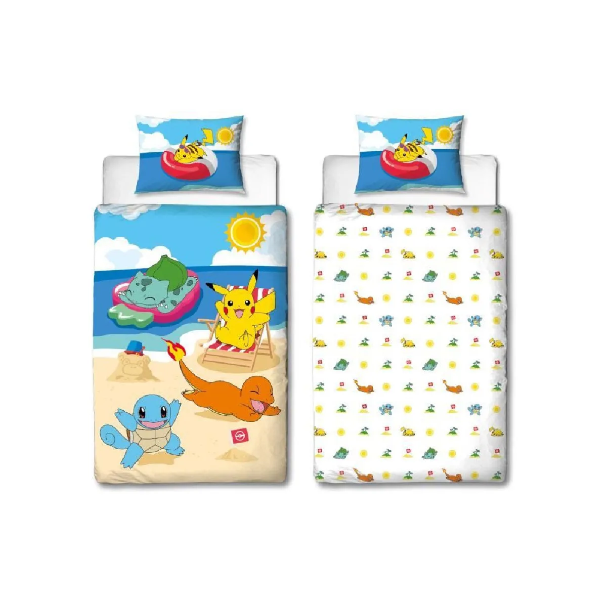 Parure de lit POKEMON Pikachu à la plage Microfibre 1 housse de couette 140 x 200 cm + 1 taie 63 x 63 cm - vue 2