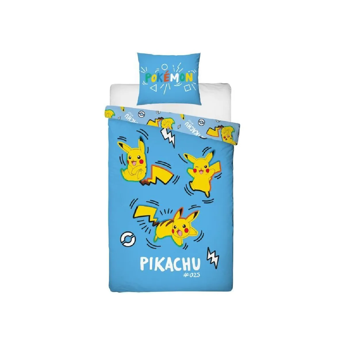 Parure de lit POKEMON Pikachu Microfibre 1 housse de couette 140 x 200 cm + 1 taie 63 x 63 cm - vue 2