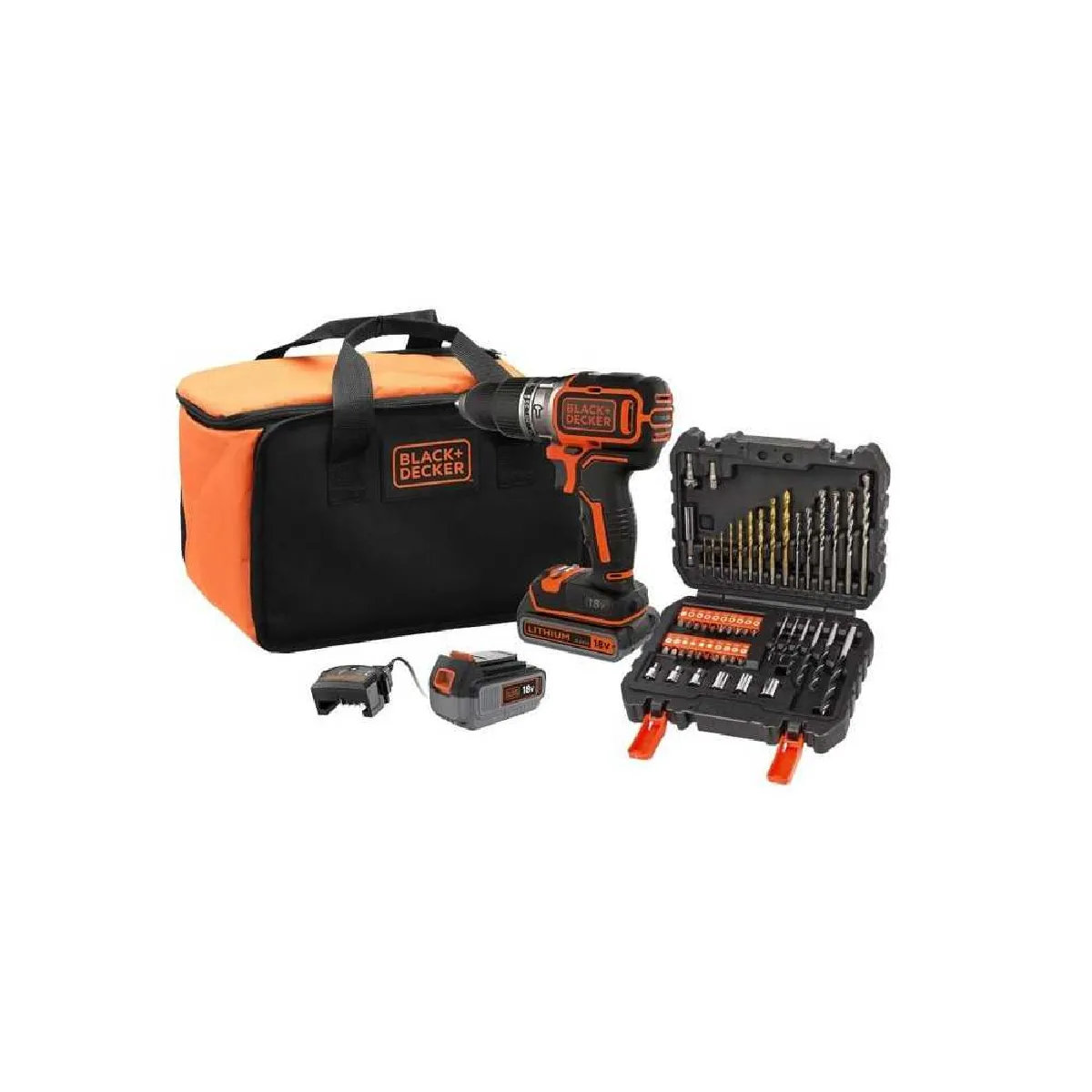 Perceuse À Percussion BLACK+DECKER BL188ME2SA-QW – 18V, 2 Batteries, 50 Accessoires - vue 2