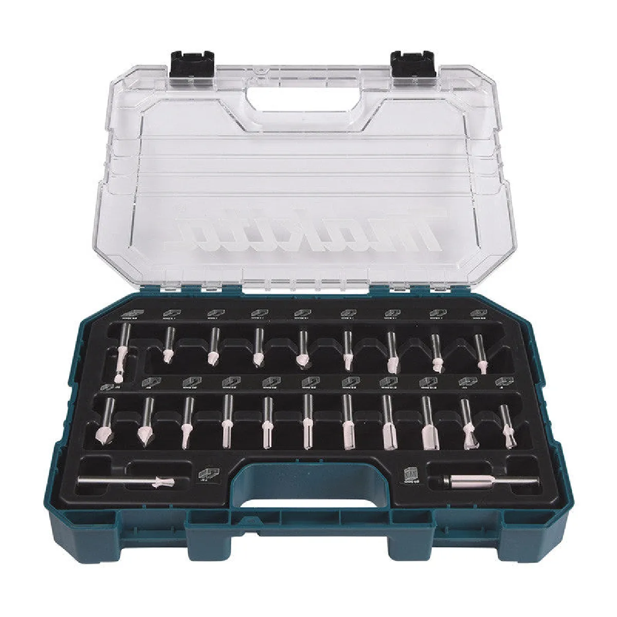 Coffret de 22 fraises à bois sur tige de Ø8 mm pour défonceuse MAKITA D 74784 - vue 3