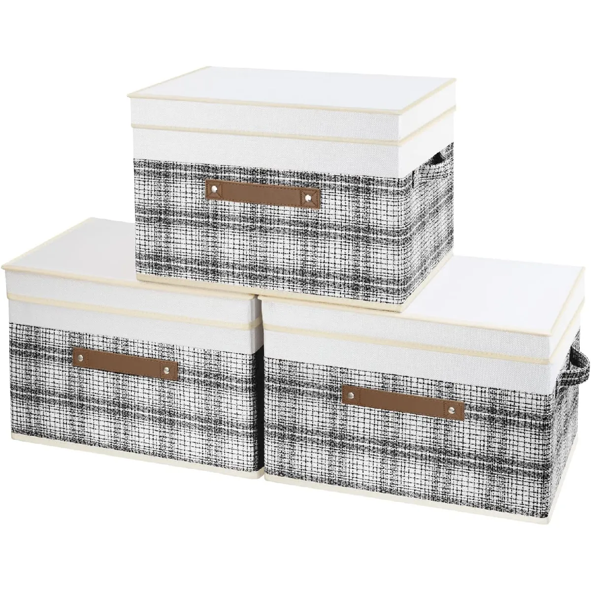 Vendos85 Noir Set De 3 Boîtes De Rangement