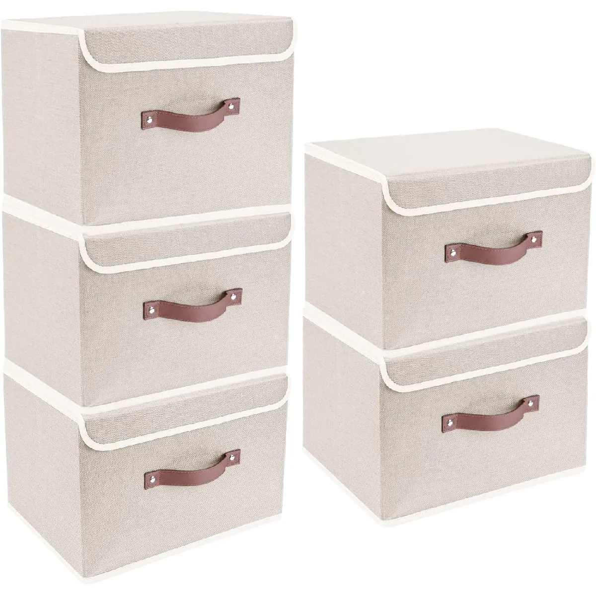 Vendos85 Beige Set 5 Boîtes De Rangement