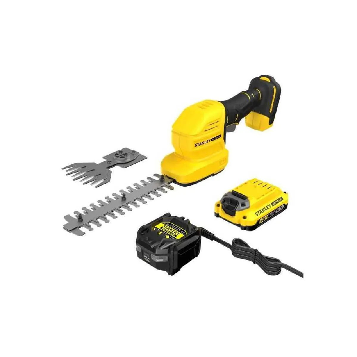 Taille haie et cisaille à gazon sans fil + batterie 2Ah + chargeur Stanley Fatmax STCSS20D1 QW 18V Lames interchangeables - vue 3