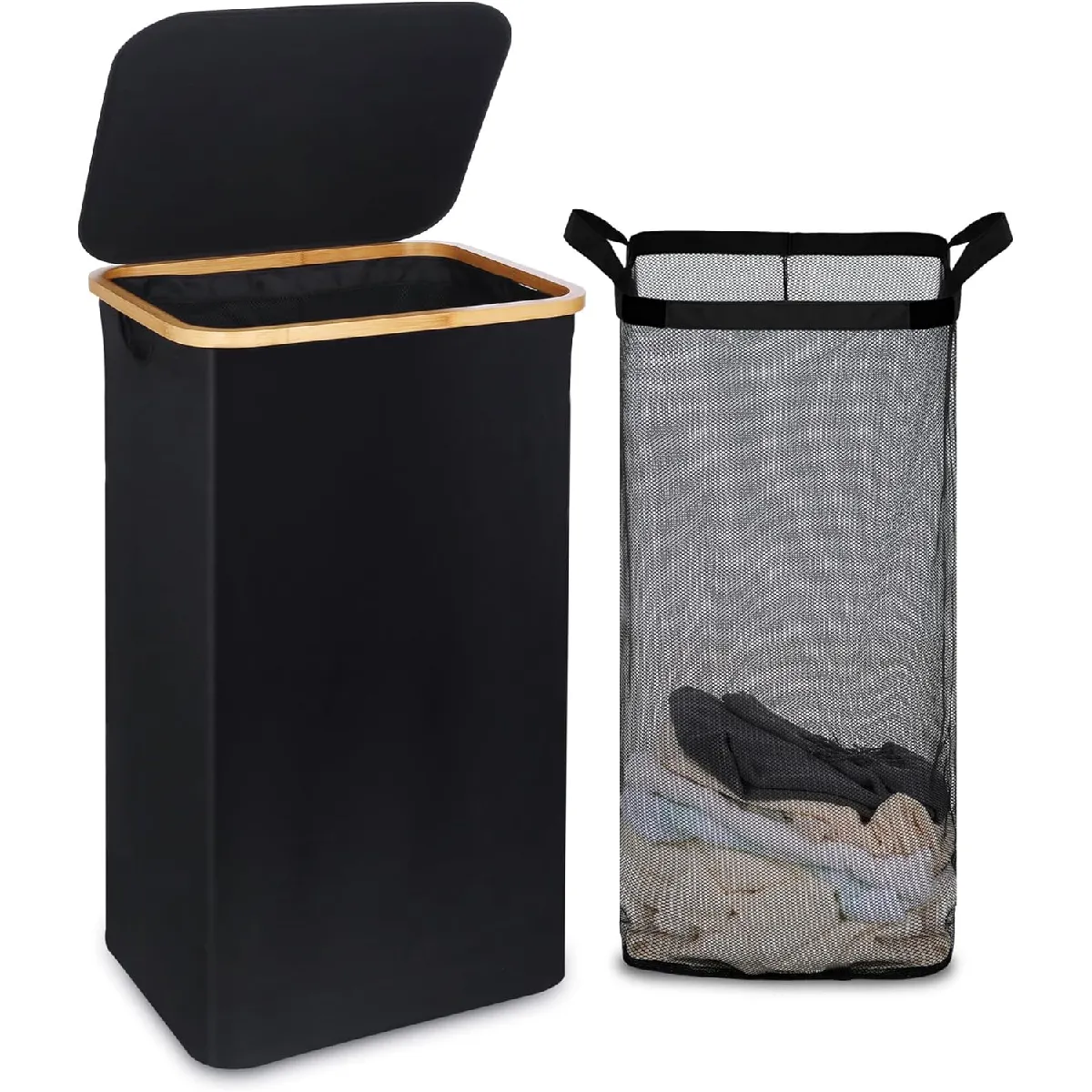 Vendos85 Noir Panier À Linge Pliable
