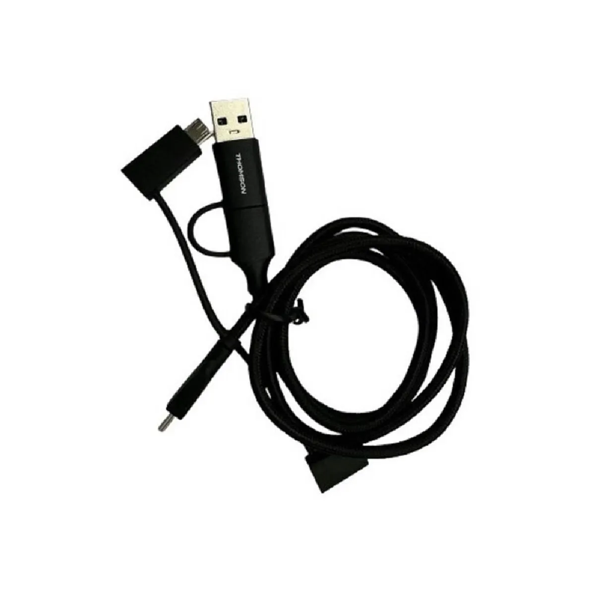 Thomson Câble universel 5 en 1 - Charge et de transfert de données renforcé USB-A/ USB-C vers MICRO USB-C / Lightning 2.4A 60W