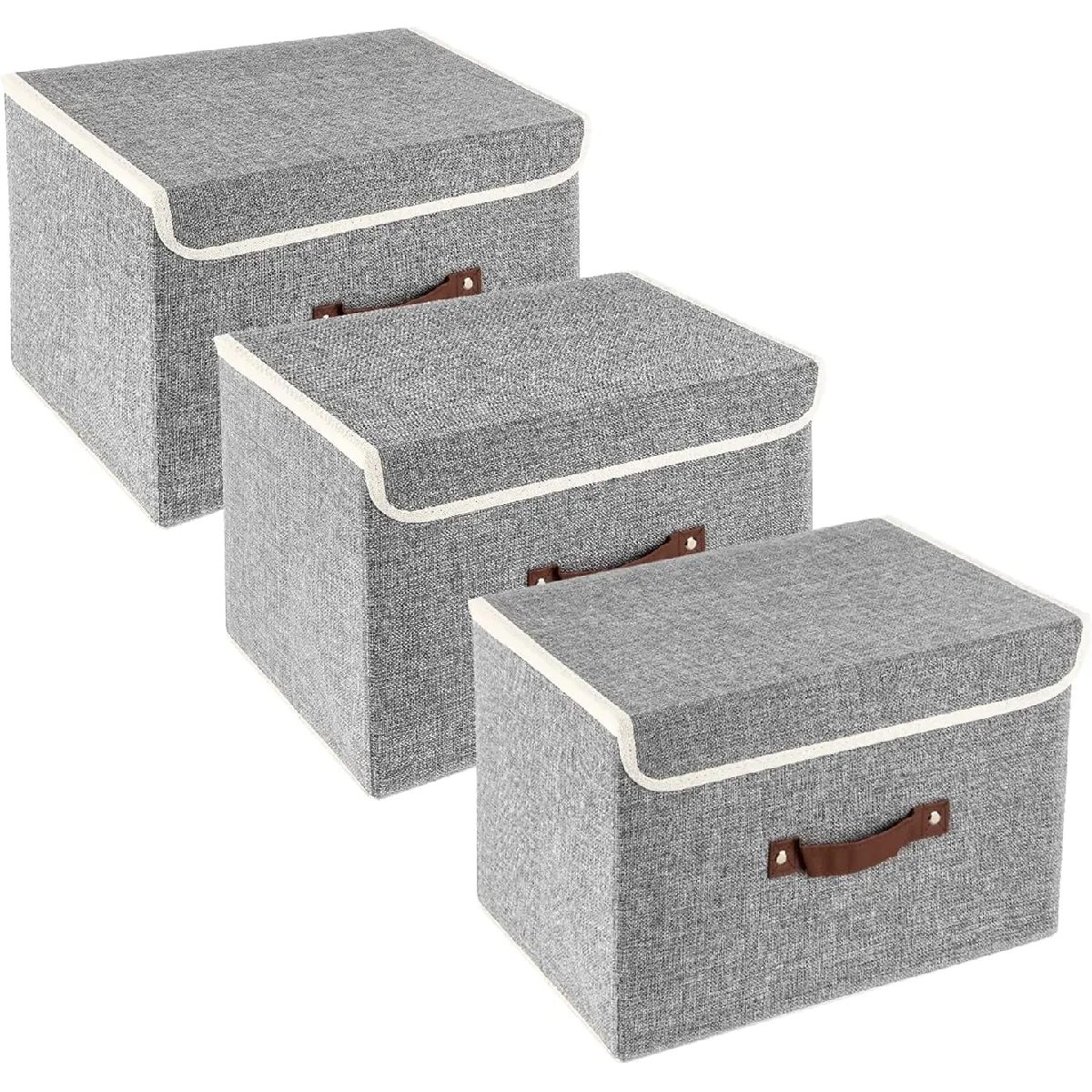 Vendos85 Gris Set 3 Boîtes De Rangement